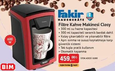 FAKİR FİLTRE KAHVE MAKİNESİ CLOSY FAKİR FİLTRE KAHVE MAKİNESİ CLOSY